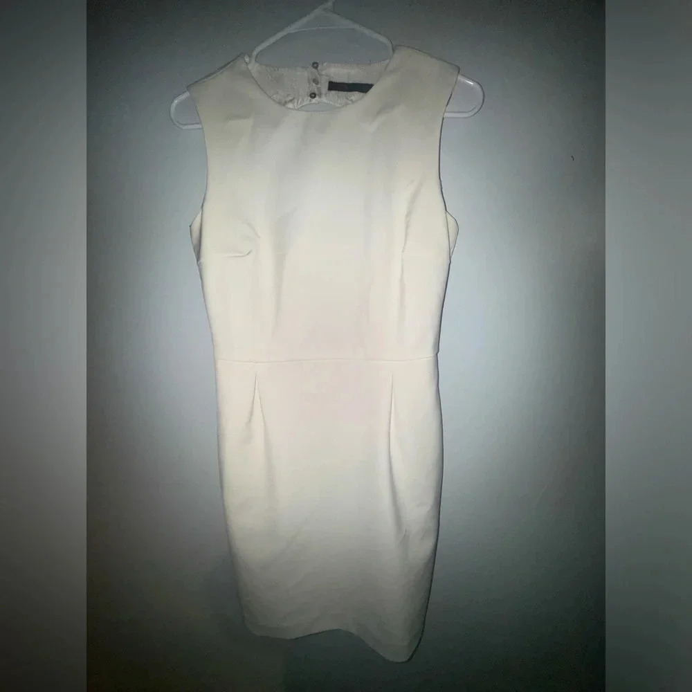 Zara women’s cream backless midi cocktail pencil dress with‎ pockets size small